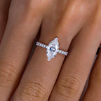 Marquise moissanite top view, 3ct D color pointed oval — Aurora Moissanite