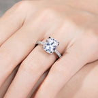 Cushion moissanite solitaire top view, 5ct rounded-square D color stone — Aurora Moissanite