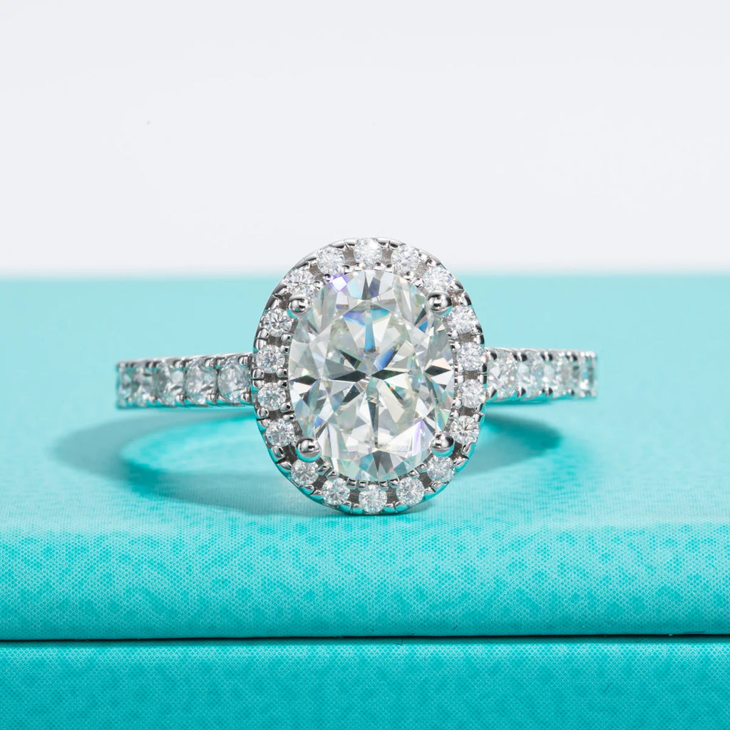 The Aven Ring worn — 2ct oval moissanite, ring only or set — Aurora Moissanite