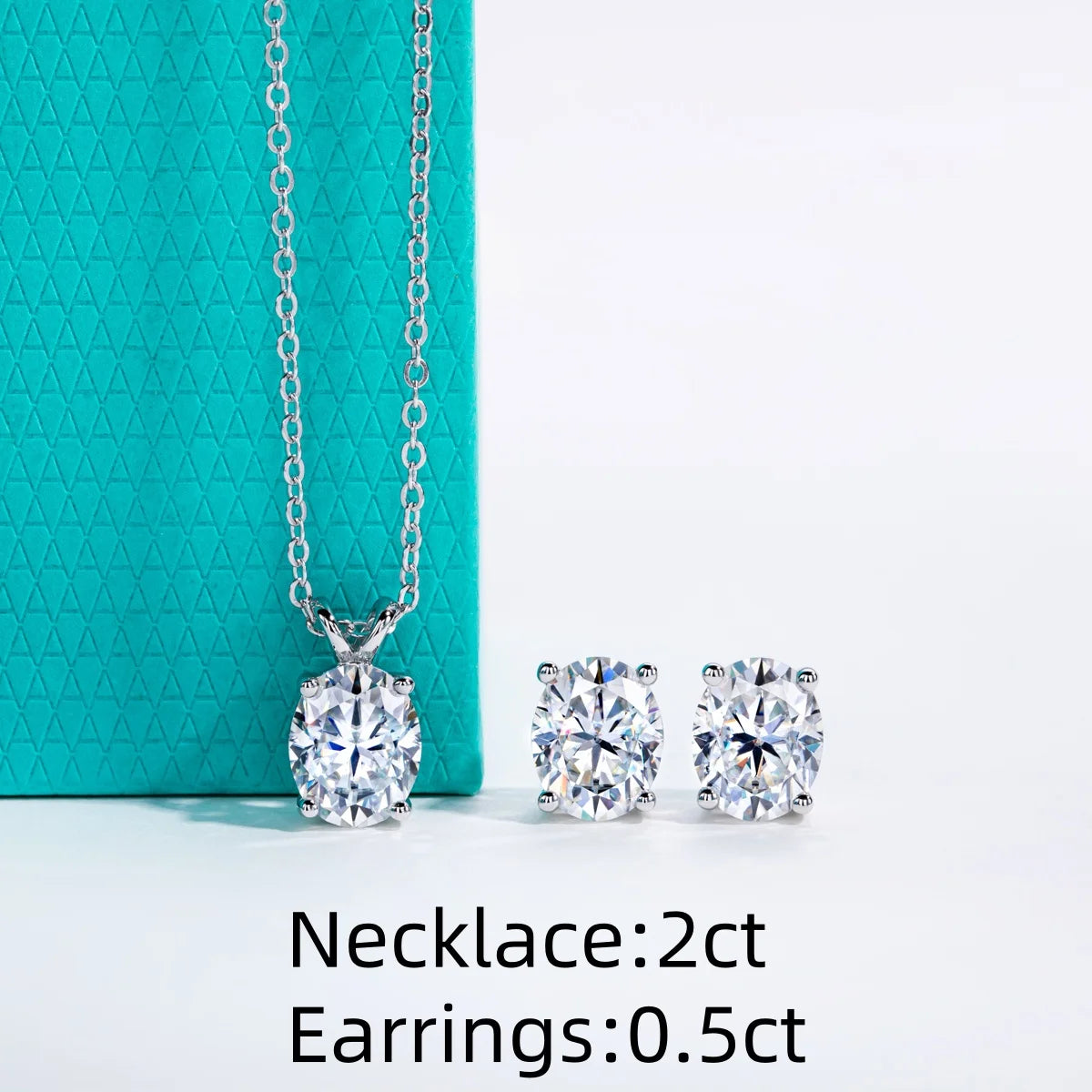 AnuJewel 2-5ct Oval Moissanite Necklace 0.5-3ct Earrings 925 Sterling Silver 18k Gold Plated Wedding Jewelry Set Woman Gifts