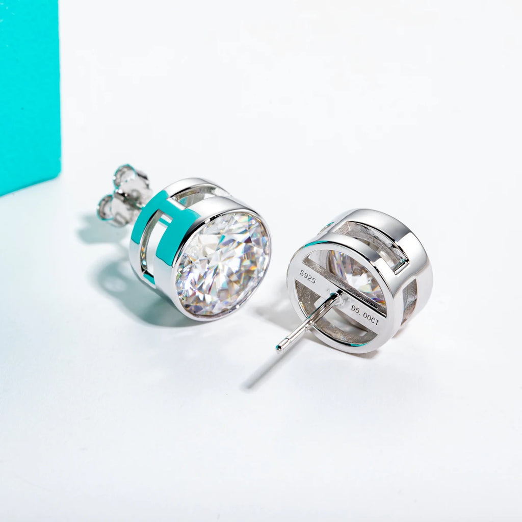 AnuJewel 1ct 2ct Total D Color Round Moissanite 18K Gold Plated Stud Earrings Stud Earrings  For Woman