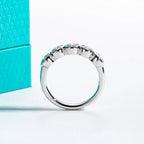 4mm moissanite bezel wedding band, side profile, S925 sterling silver — Aurora Moissanite