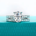 The Dova Ring worn — 3ct oval moissanite bridal set, S925 — Aurora Moissanite