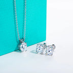 AnuJewel 2-5ct Oval Moissanite Necklace 0.5-3ct Earrings 925 Sterling Silver 18k Gold Plated Wedding Jewelry Set Woman Gifts