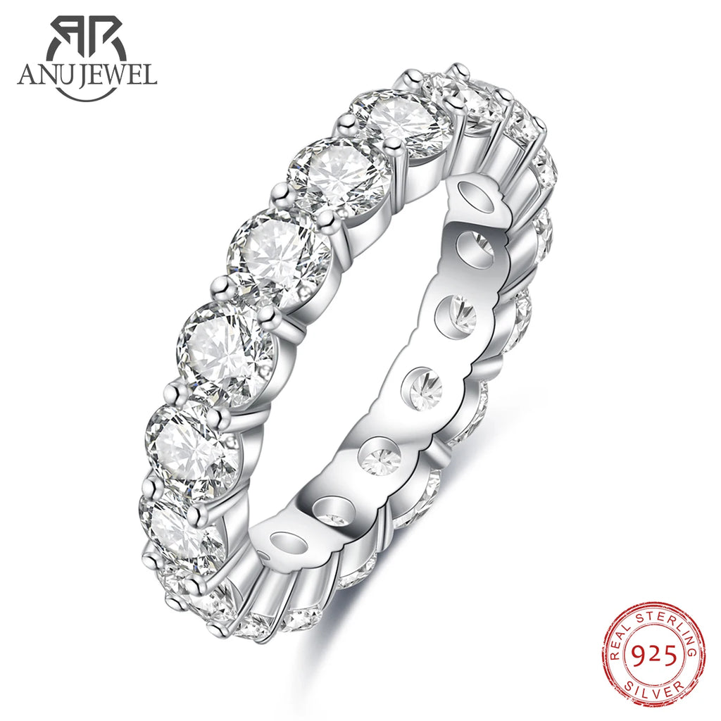 4mm 5cttw moissanite full eternity band, 18K white gold plated S925 — Aurora Moissanite