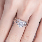 Moissanite bridal set top view, 14K gold — Aurora Moissanite
