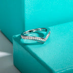 The Eden Band — 2mm moissanite chevron ring, front view, 18K gold plated — Aurora Moissanite