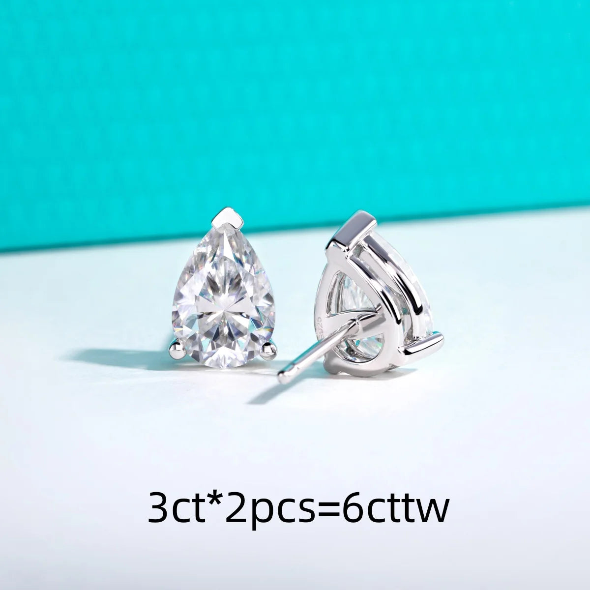 AnuJewel Classic Stud Earrings for Women 1cttw-6cttw Pear Moissanites 925 Sterling Silver D Color VVS1 Moissanite Earrings