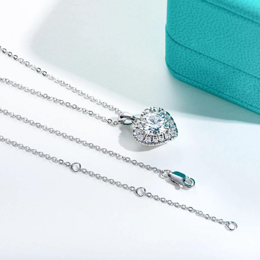 AnuJewel 2ct D Color  Moissanite Diamond  Heart Shape Pendant Necklace 925 Sterling Silver Fine Jewelry Gifts Wholesale