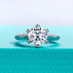 The Wyre Ring — 3ct round moissanite, 18K gold, front view — Aurora Moissanite
