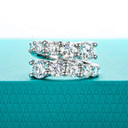 The Helix Band — 4.2ct moissanite wedding band, front view, sterling silver — Aurora Moissanite