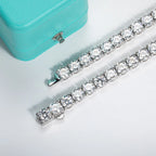 AnuJewe 6.5mm 66cttw D Color Moissanite Diamond Tennis Chain Necklace 925 Sterling Silver 18K Gold Plated Neckalces Jewelry
