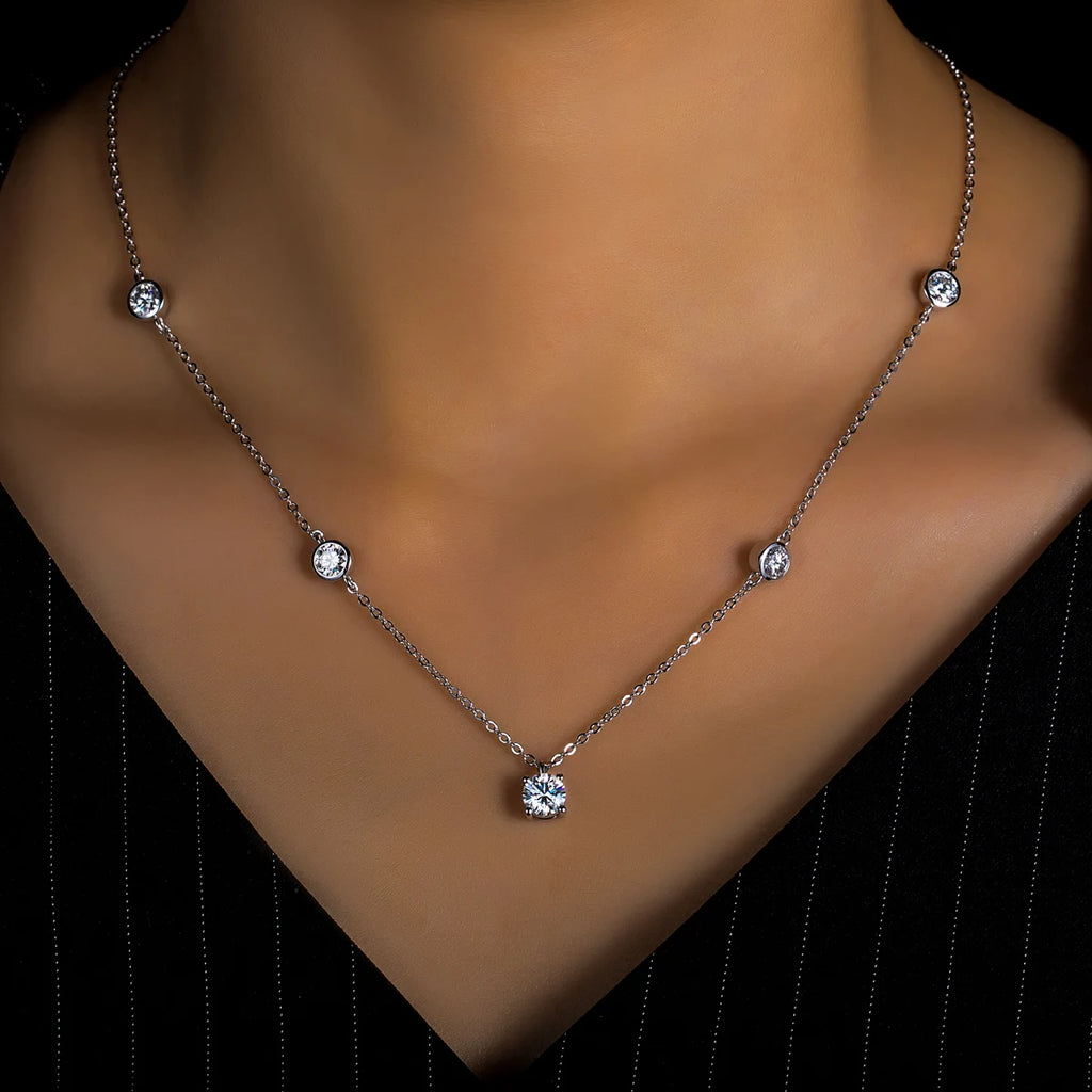 AnuJewel D Color 3cttw Moissanite Classic Pendant Necklace 925 Sterling Silver Wedding Anniversary Gifts for Women Jewelry