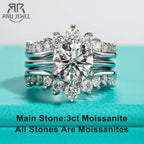 3ct moissanite bridal ring set, 18K gold plated S925 — Aurora Moissanite
