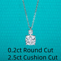 The Pillow Pendant worn — 2ct cushion moissanite pendant necklace, S925 silver — Aurora Moissanite