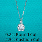 The Pillow Pendant worn — 2ct cushion moissanite pendant necklace, S925 silver — Aurora Moissanite