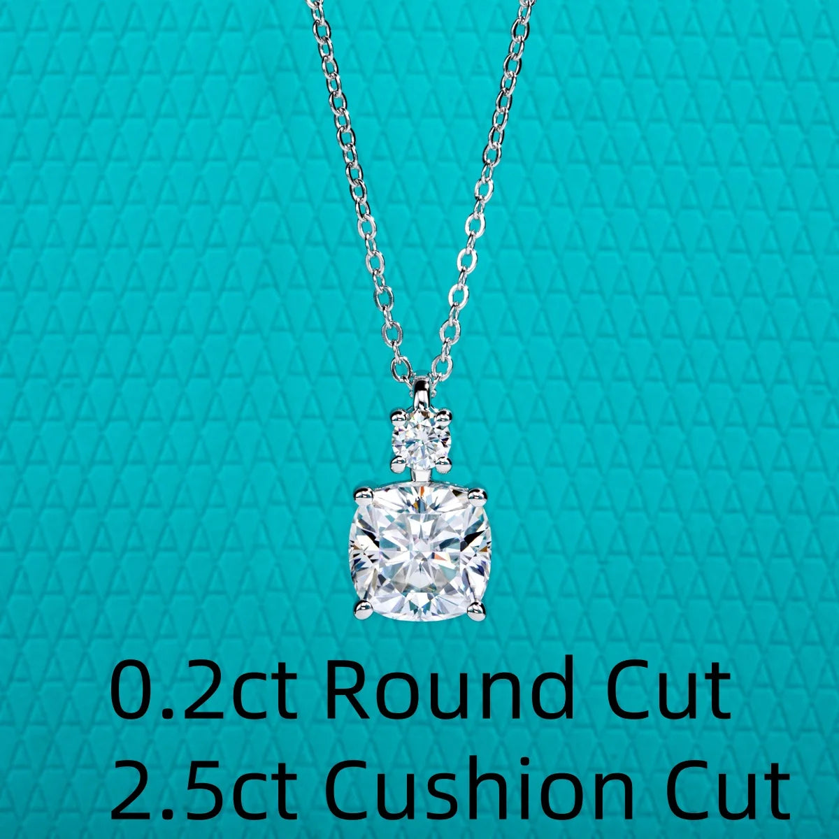 The Pillow Pendant worn — 2ct cushion moissanite pendant necklace, S925 silver — Aurora Moissanite
