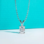 AnuJewel 2ct/3ct/4ct/5ct D Color Emerald Cut Moissanite Diamond Pendant Necklace 925 Sterling Silver Jewelry Gifts for Women