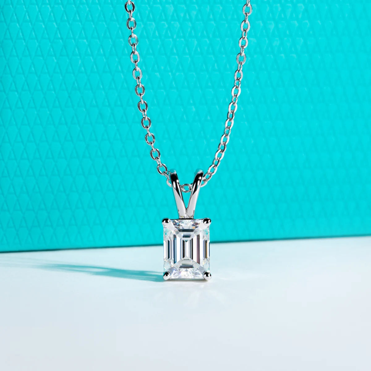 AnuJewel 2ct/3ct/4ct/5ct D Color Emerald Cut Moissanite Diamond Pendant Necklace 925 Sterling Silver Jewelry Gifts for Women