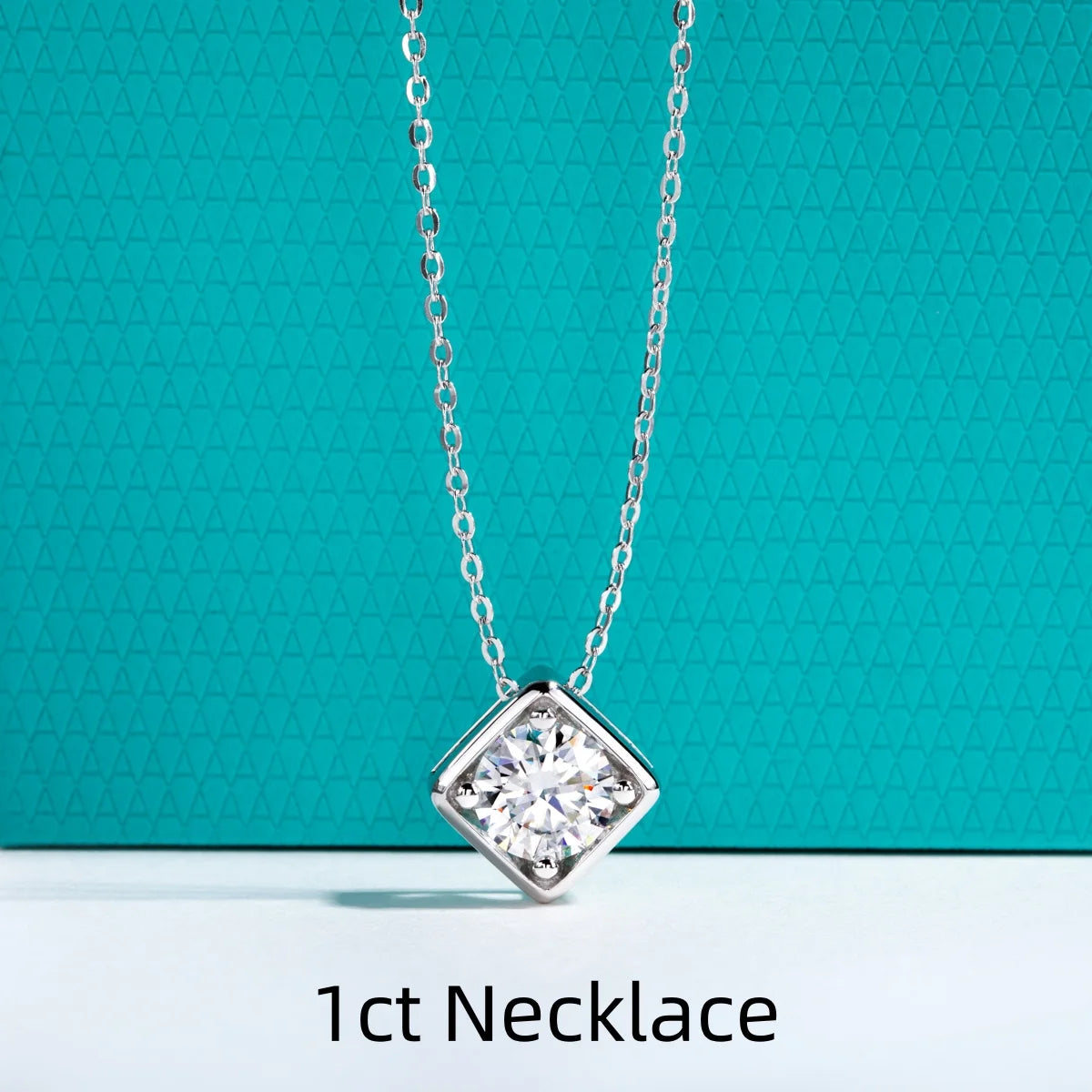 AnuJewel 1ct/2ct/3ct/5ct Moissanite Square Pendant Necklace 925 Sterling Silver 18k Gold Plated Necklace Women Jewelry Gifts