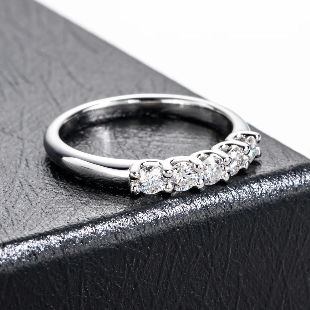 Moissanite bezel band 3mm 0.5cttw D color VVS1, bezel setting detail — Aurora Moissanite