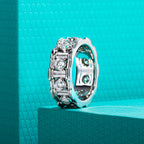 Moissanite eternity band D color VVS1, Roman column architectural design — Aurora Moissanite