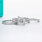 3ct princess moissanite 3-ring bridal set, S925 sterling silver — Aurora Moissanite