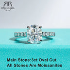 3ct oval moissanite engagement ring, S925 sterling silver — Aurora Moissanite