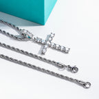 AnuJewel 6.7cttw D Color Moissanite Cross Pendant Layered Hip Hop Necklace 925 Sterling Silver New Age Dope Jewelry for Men