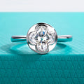 The Elia Ring worn — 2ct four-leaf clover cut moissanite bezel, S925 — Aurora Moissanite