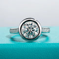 The Nox Ring worn — 3ct moissanite bezel, black gun plated, S925 — Aurora Moissanite