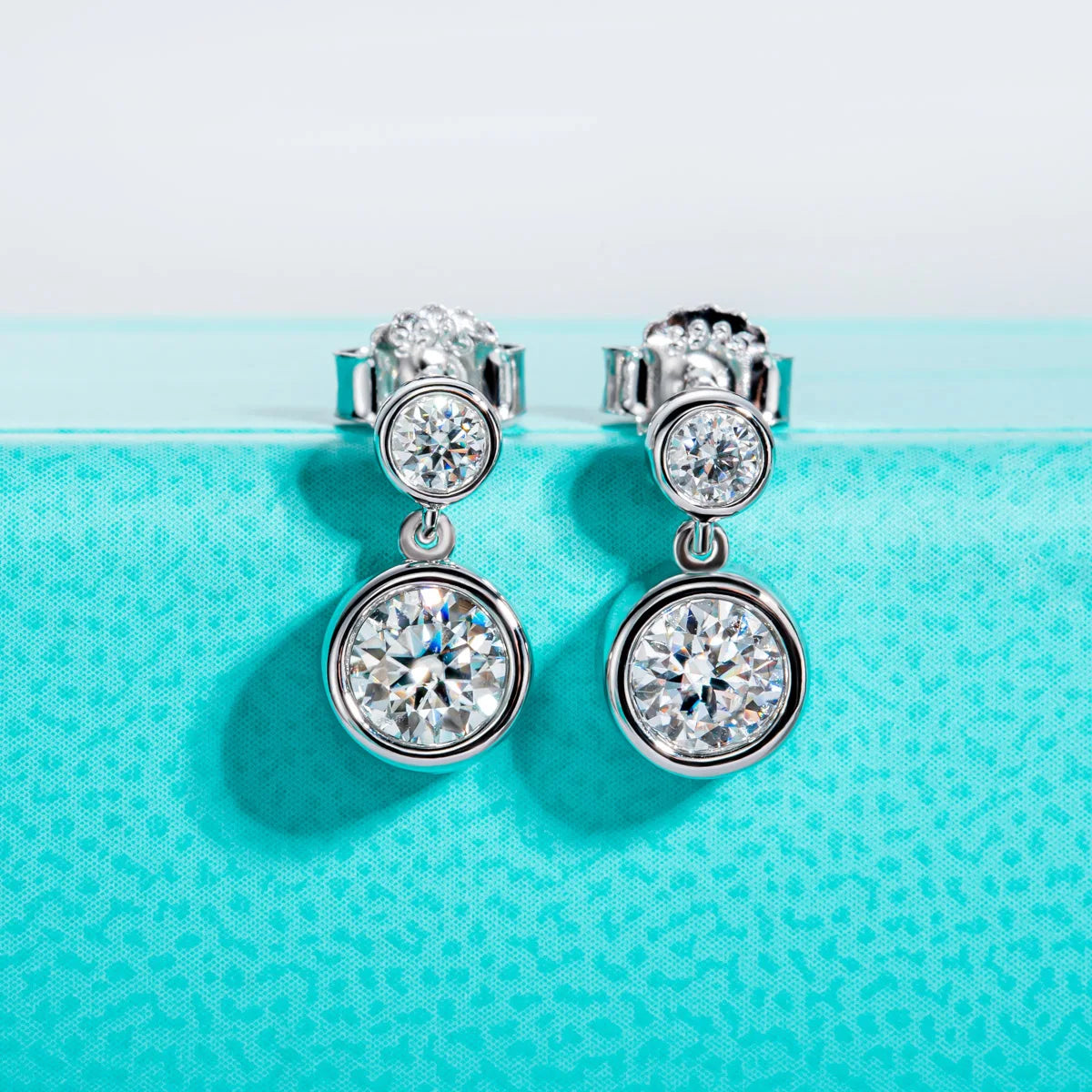 AnuJewel 1.2cttw D Color Moissanite Drop Earrings 18K Gold Plated 925 Sterling Silver Stud Bezel Earrings Women Gifts Wholesale