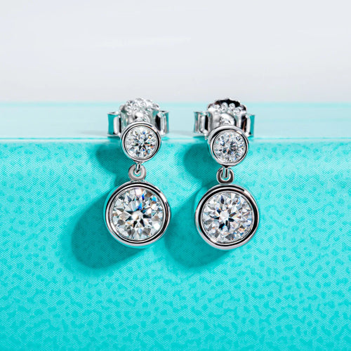 AnuJewel 1.2cttw D Color Moissanite Drop Earrings 18K Gold Plated 925 Sterling Silver Stud Bezel Earrings Women Gifts Wholesale