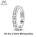 2.2mm princess cut moissanite eternity band, 18K white gold S925 silver — Aurora Moissanite