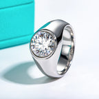 The Avar Ring — 4ct moissanite bezel men's ring, front view — Aurora Moissanite