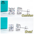 cushion or oval moissanite stud earrings 0.5ct to 3ct, S925 — Aurora Moissanite