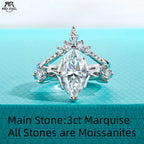 3ct marquise moissanite crown bridal set, 18K gold plated S925 — Aurora Moissanite