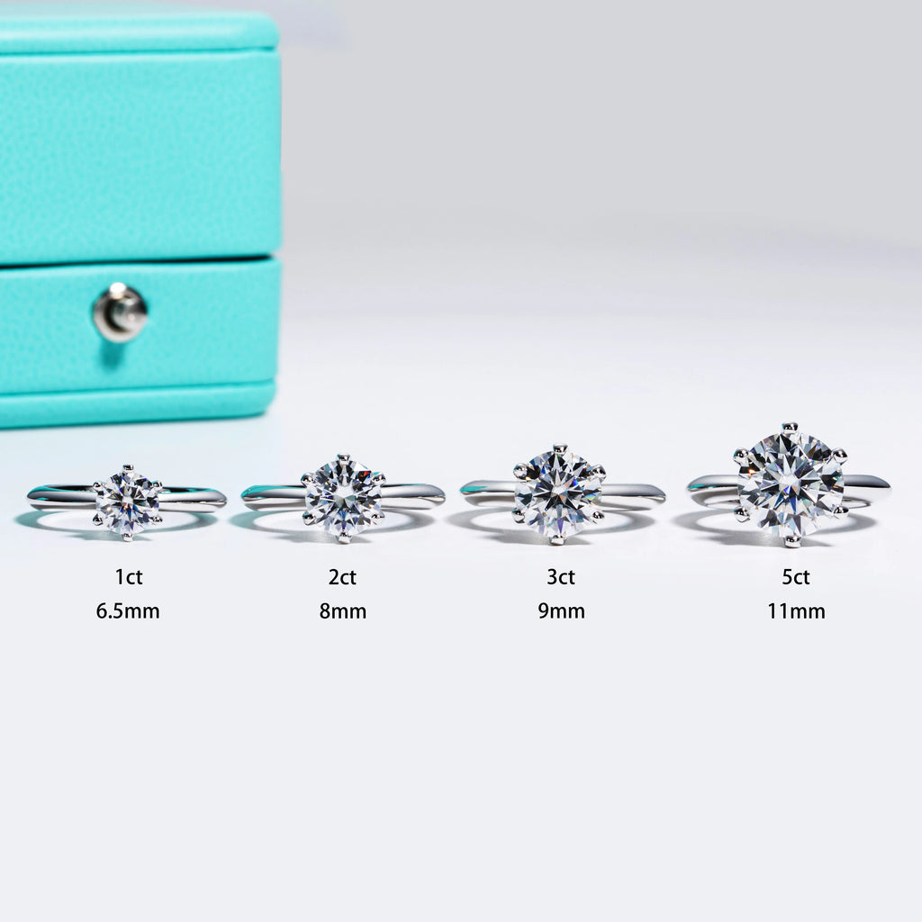 Moissanite solitaire D color VVS1, 1ct 2ct 3ct 5ct options — Aurora Moissanite