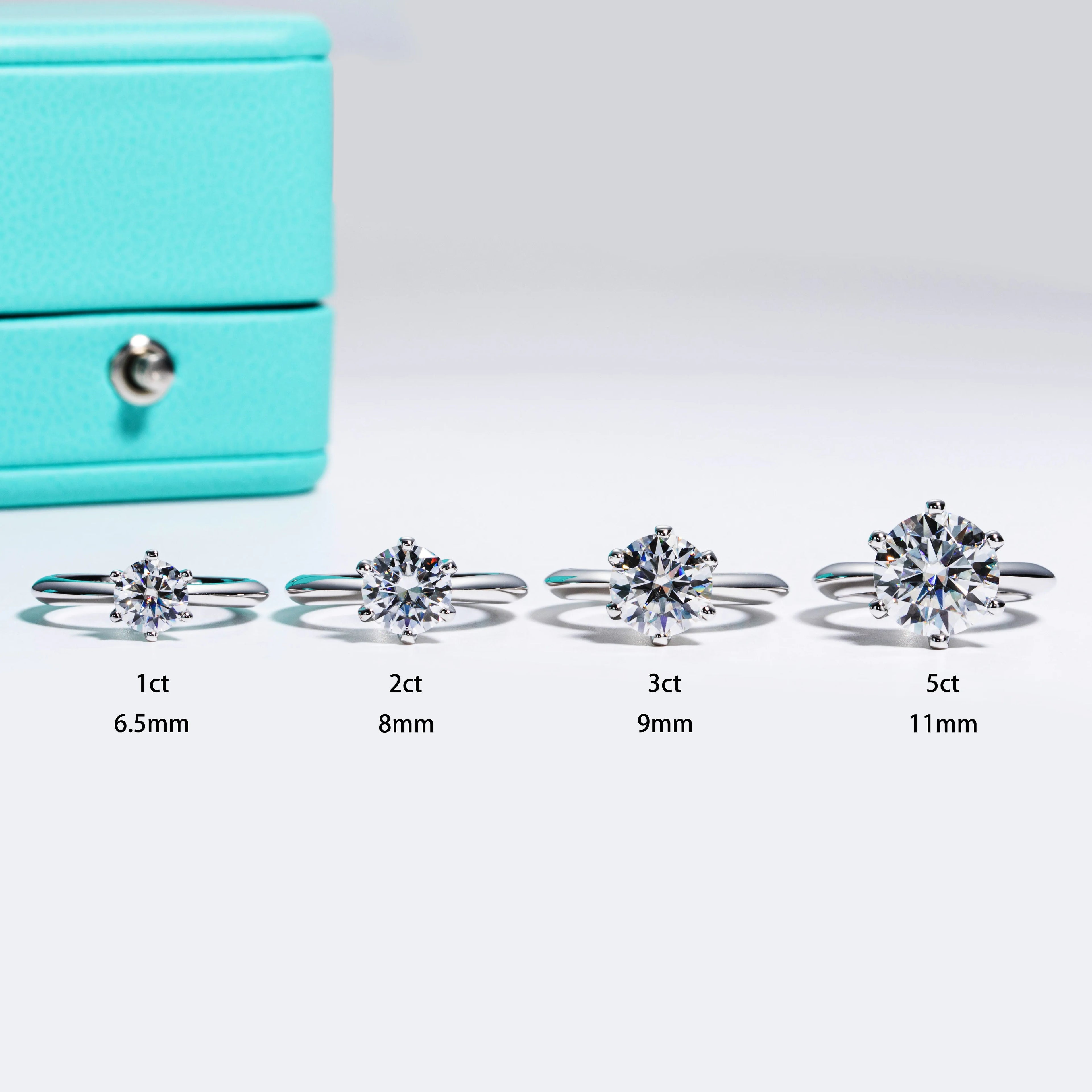 Moissanite solitaire D color VVS1, 1ct 2ct 3ct 5ct options — Aurora Moissanite