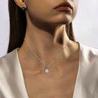 AnuJewel 2ct/3ct/4ct/5ct D Color Radiant Cut Moissanite Diamond Pendant Necklace 925 Sterling Silver Jewelry Gifts for Women