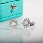 1ct sunflower moissanite studs side view, S925 — Aurora Moissanite
