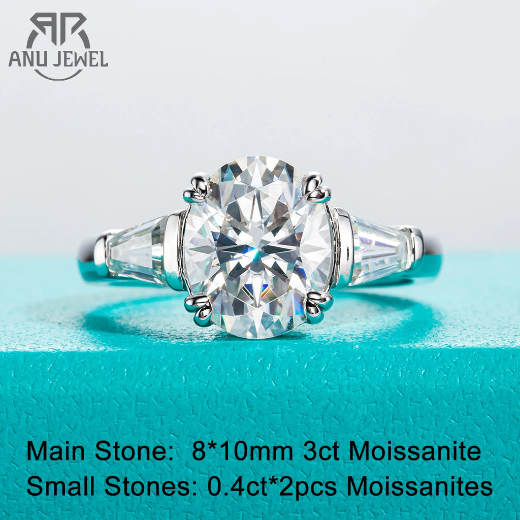 3.8cttw oval moissanite engagement ring, S925 sterling silver — Aurora Moissanite