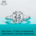 3.8cttw oval moissanite engagement ring, S925 sterling silver — Aurora Moissanite