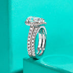 3ct pear halo moissanite bridal set, side profile, S925 sterling silver — Aurora Moissanite