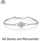 AnuJewel 1ct D Color Moissanite Bracelet 925 Sterling Silver 18K White Gold Plated Adjustable Bangle for Women