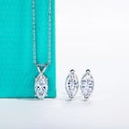 AnuJewel 2-5ct Marquise Moissanite Necklace 0.5-3ct Earrings 925 Sterling Silver 18k Gold Plated Wedding Jewelry Set for Woman