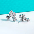 The Noir Earrings — 0.78cttw iced cross moissanite stud — Aurora Moissanite