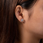 The Fleur Earrings — 1ct sunflower moissanite stud, S925 — Aurora Moissanite