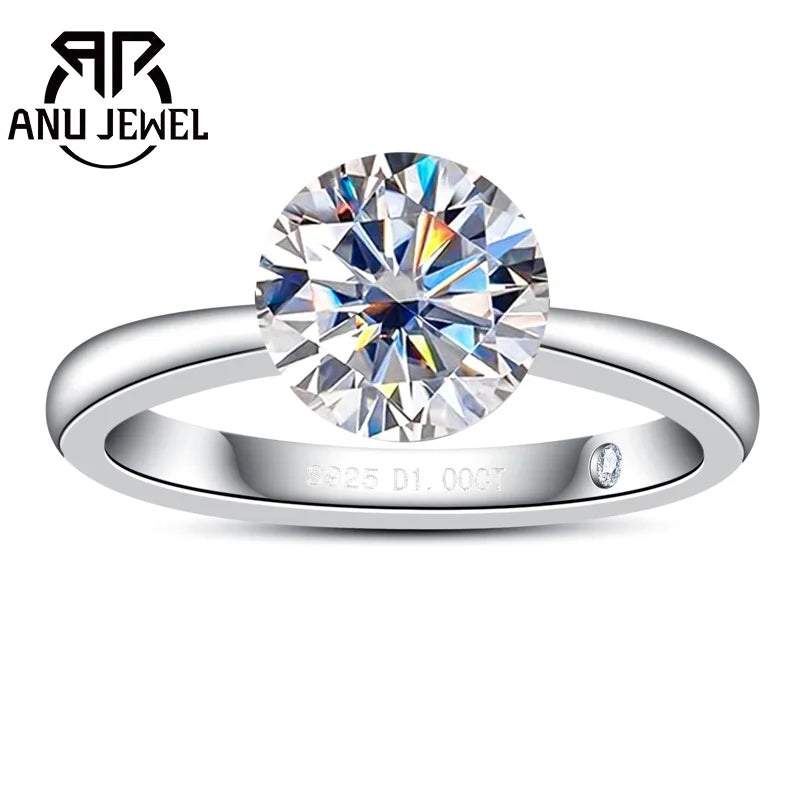 Round moissanite invisible setting engagement ring, 18K gold plated S925 — Aurora Moissanite
