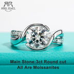 3ct round moissanite bezel engagement ring, 18K gold plated S925 — Aurora Moissanite